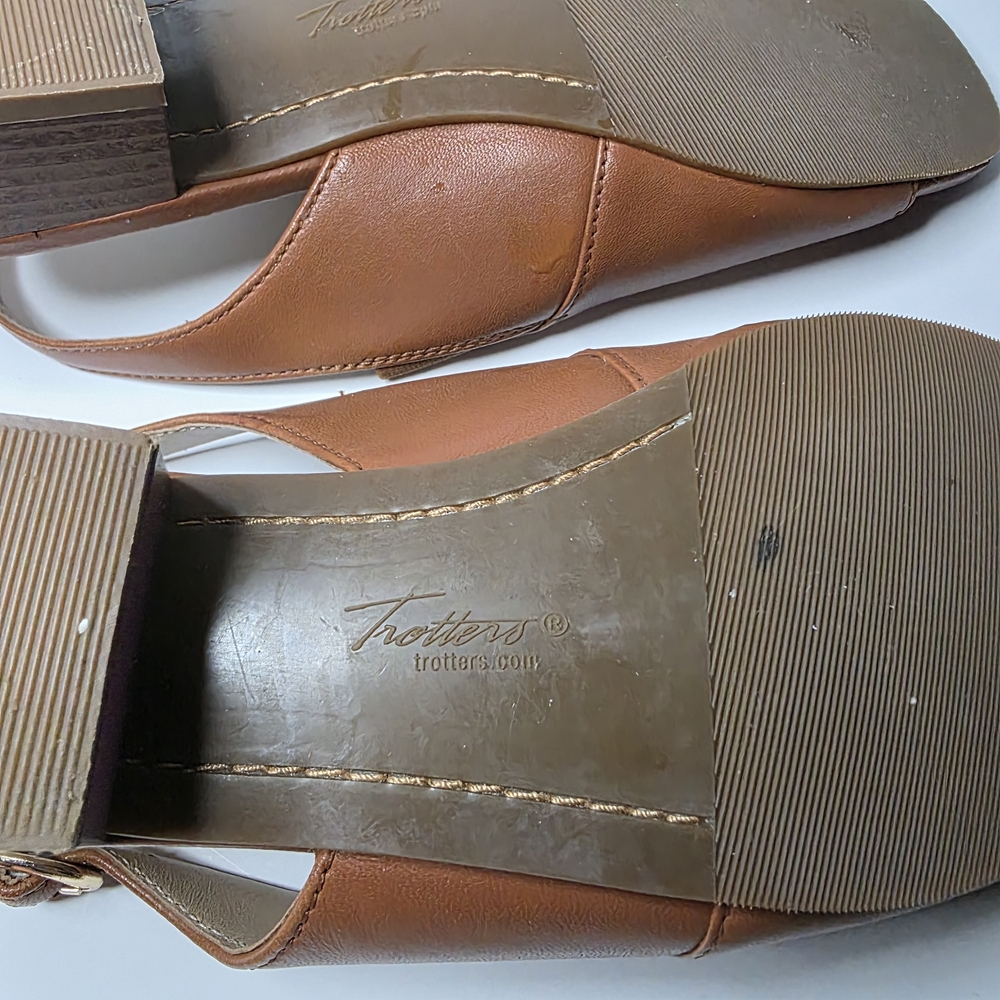 Trotters Nila Leather Slingback Heels – Size 6.5 Medium Luggage Color - Picture 8 of 11